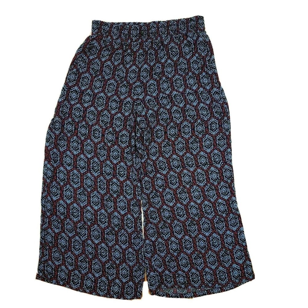 Socialite Pants Womens Size M‎ Medium Blue Purple Geometric Loose Stretch Waist